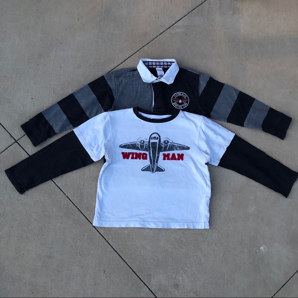 Bundle of 2 Boys Airplane Long Sleeve Shirts